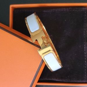 Gold & White Enamel HERMES Bracelet PM